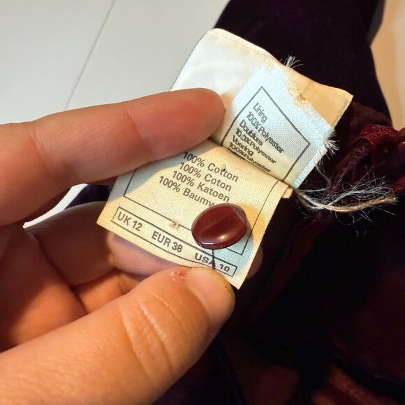 VTG Laura Ashley Women 10 Velvet Dress Solid Burgundy Purple Midi Cottagecore - Picture 4 of 8